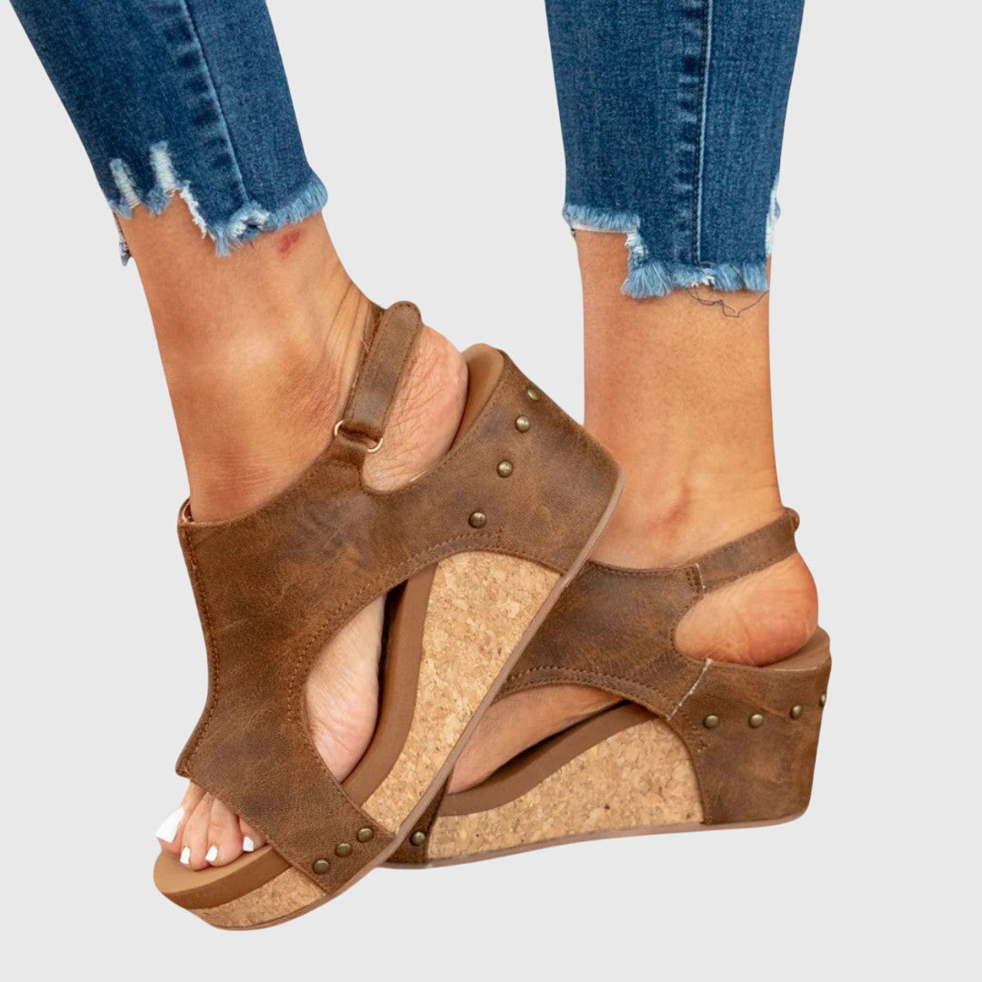 Riley | Orthopedic Cork Wedge Sandals