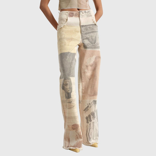 Peyton | Artistic Print Wide Leg Jeans