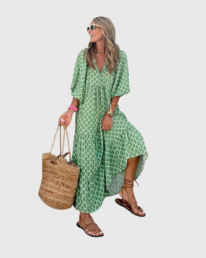 Leah | Printed  Boho Maxi Dress
