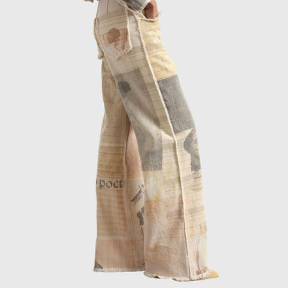 Peyton | Artistic Print Wide Leg Jeans