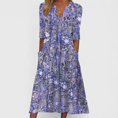 Fiona | Floral Boho Midi Dress
