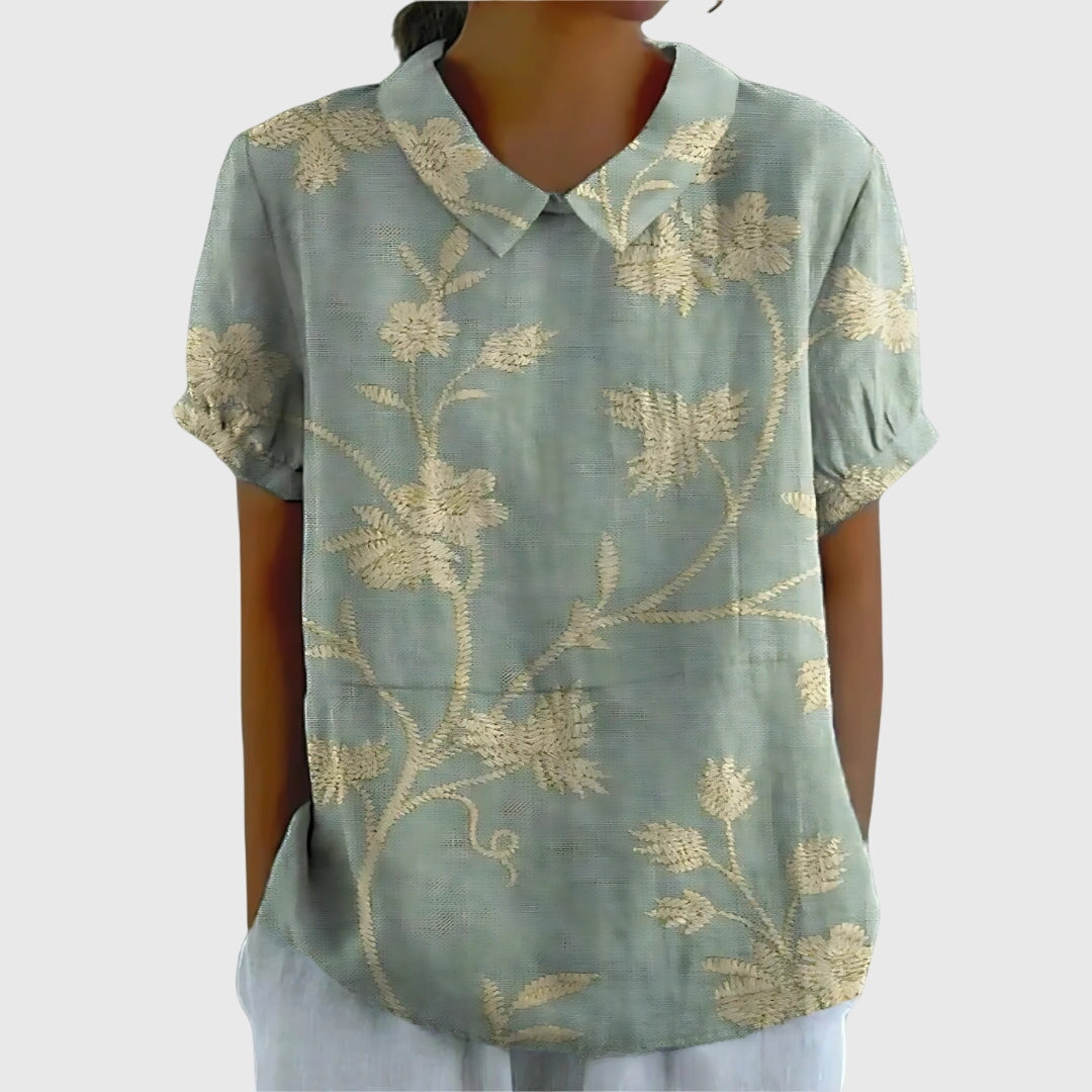Jade | Floral Print Collared Blouse
