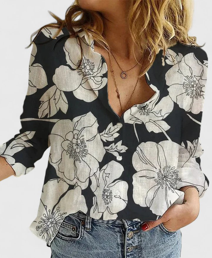 Harper | Elegant Button Down Linen Blouse