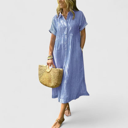 Stella | Striped Maxi Shirt Dress