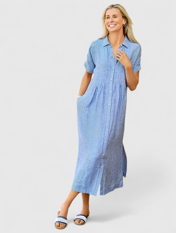 Stella | Striped Maxi Shirt Dress