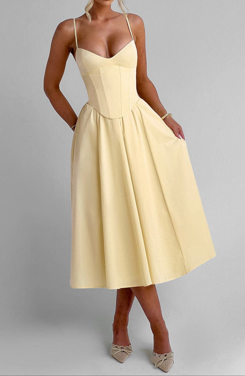 Celeste | Corset Bodice Midi Dress