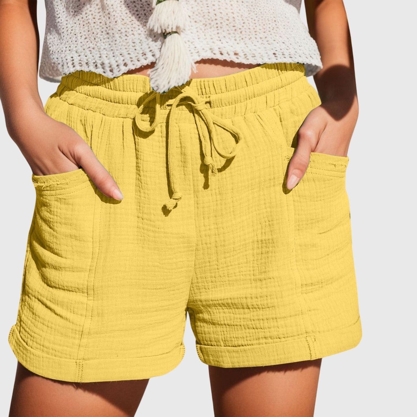 Riley | Elegant Drawstring Cuffed Casual Shorts