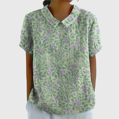 Jade | Floral Print Collared Blouse