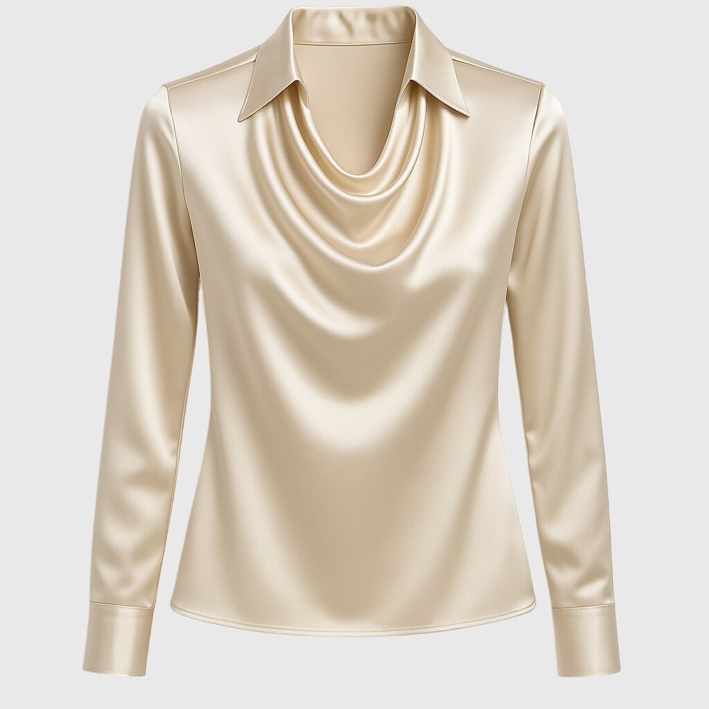 Stella | Elegant Cowl Neck Collared Blouse