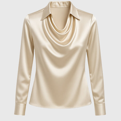 Stella | Elegant Cowl Neck Collared Blouse