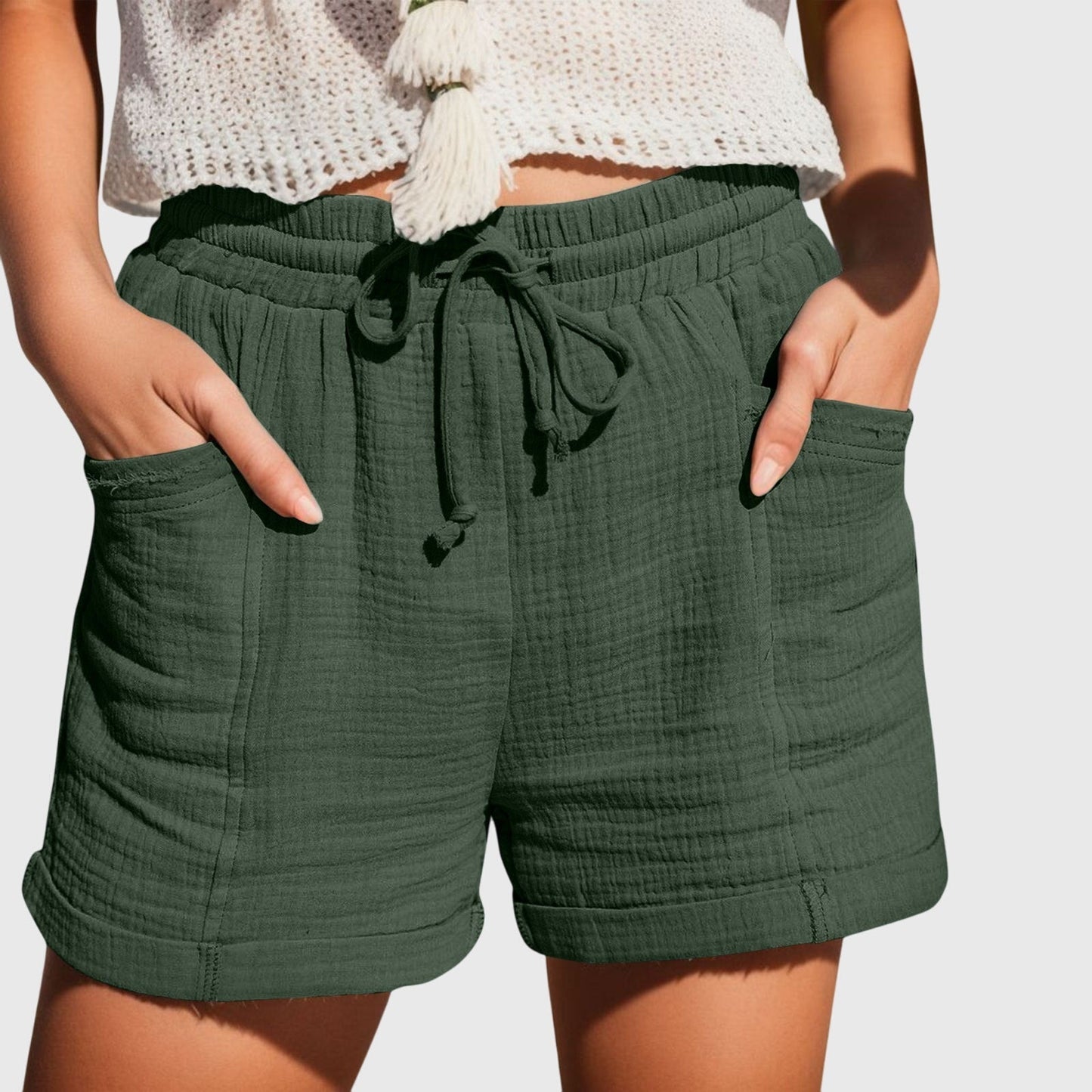 Riley | Elegant Drawstring Cuffed Casual Shorts