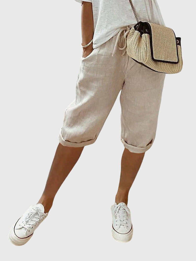 Skye | Drawstring Cuffed Capri Shorts