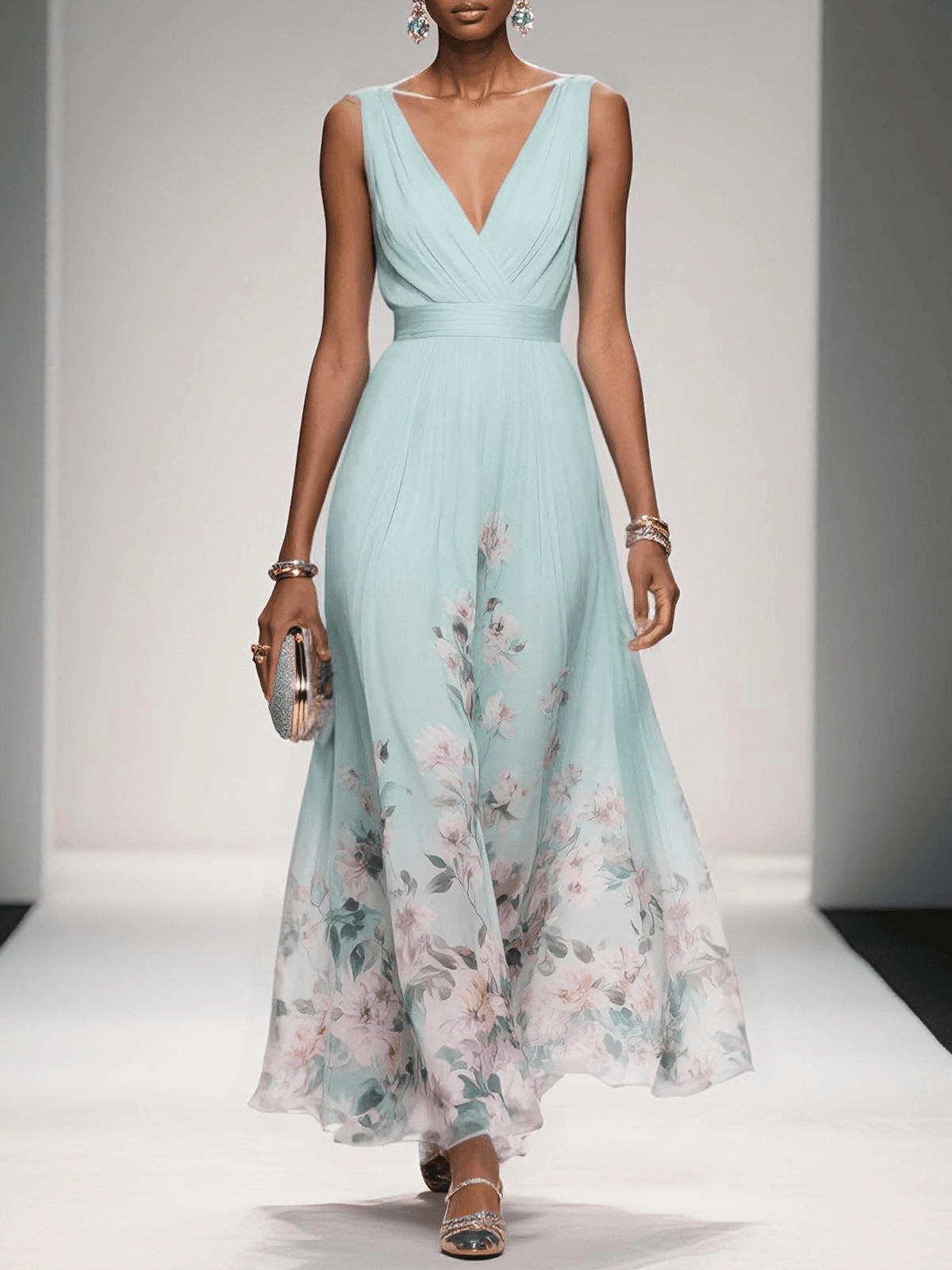 Lexi | Printed V Neck Wedding Guest Dress for Women