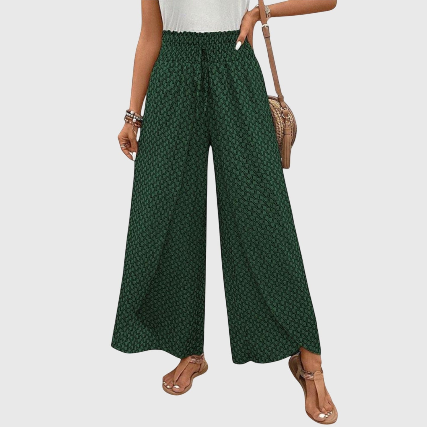 Stella | Smocked High Waist Printed Palazzo Pants