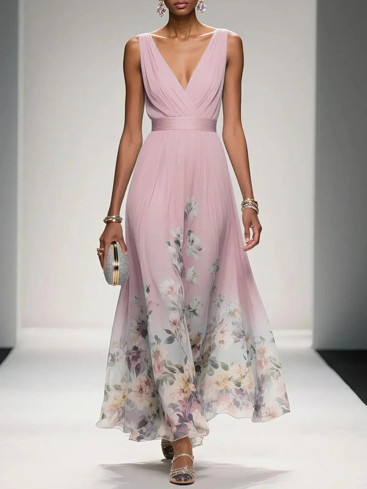 Lexi | Printed V Neck Wedding Guest Dress for Women