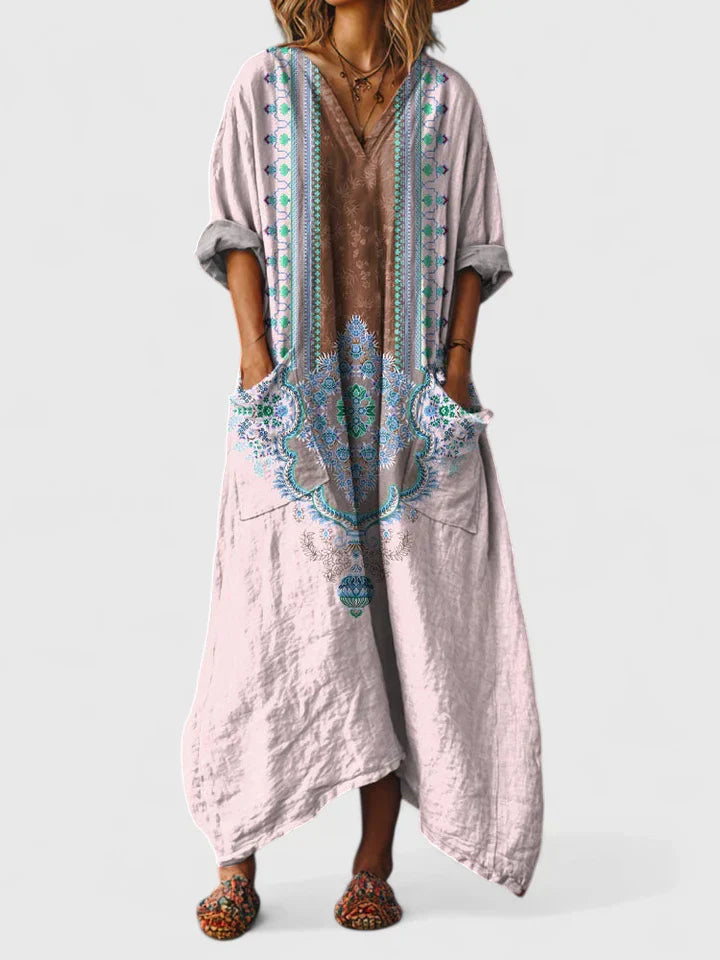 Amber | Vintage Print Oversized Boho Maxi Dress