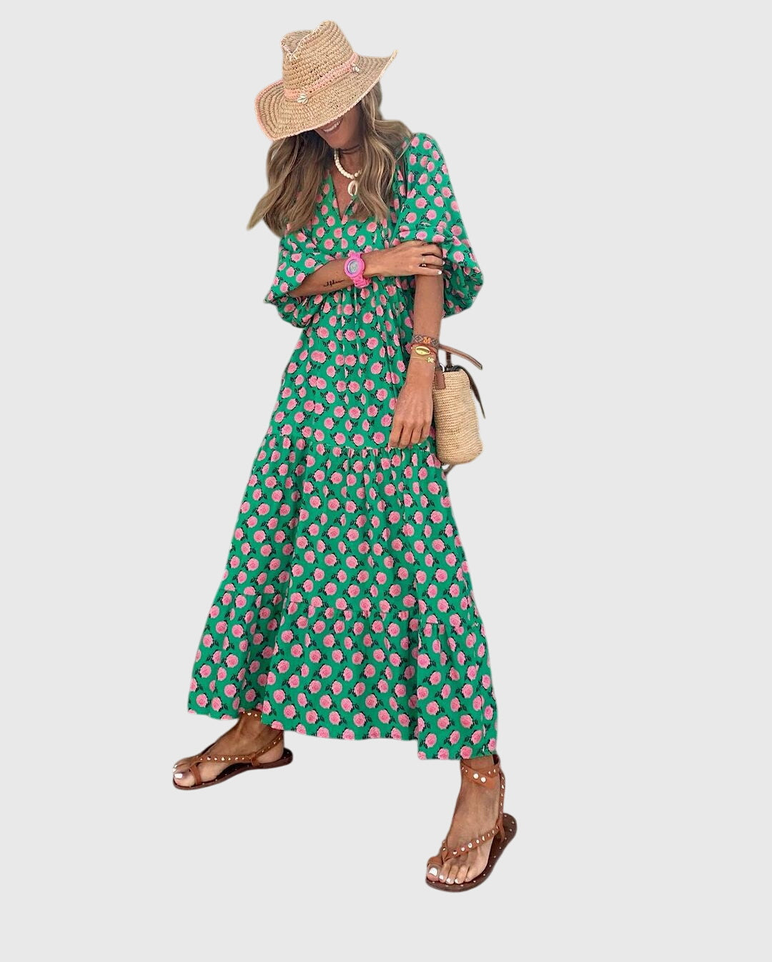 Leah | Printed  Boho Maxi Dress
