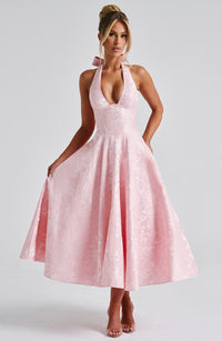 Cassidy | Halter Neck Midi Wedding Guest Dress