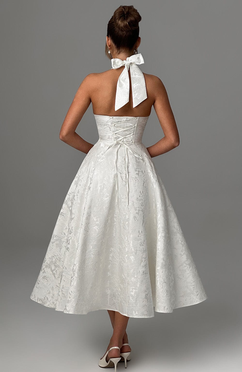 Cassidy | Halter Neck Midi Wedding Guest Dress