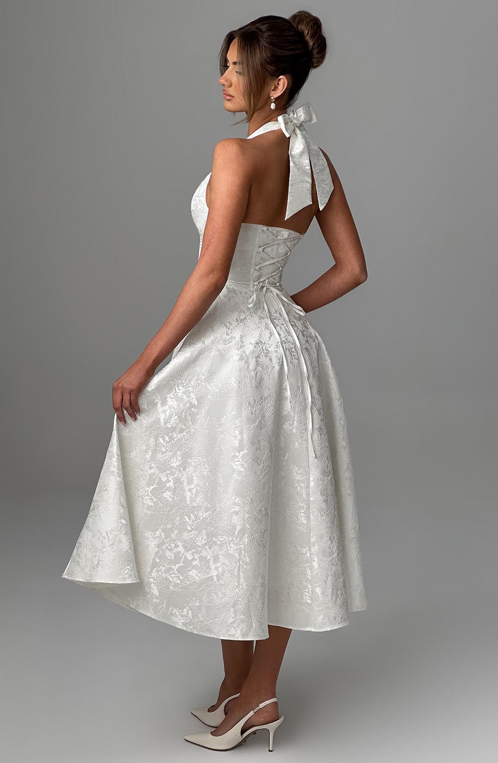 Cassidy | Halter Neck Midi Wedding Guest Dress