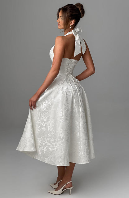 Cassidy | Halter Neck Midi Wedding Guest Dress