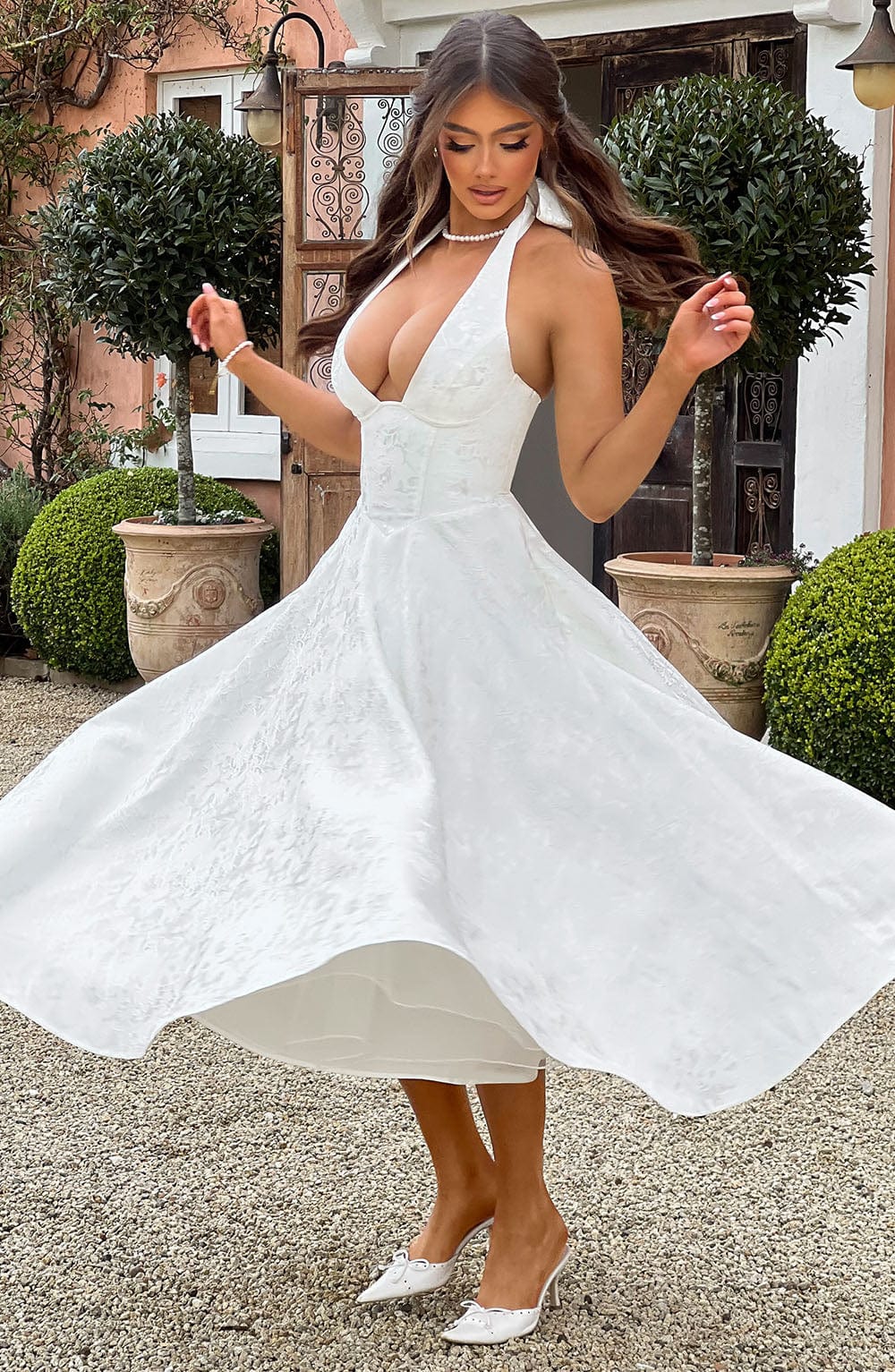 Cassidy | Halter Neck Midi Wedding Guest Dress
