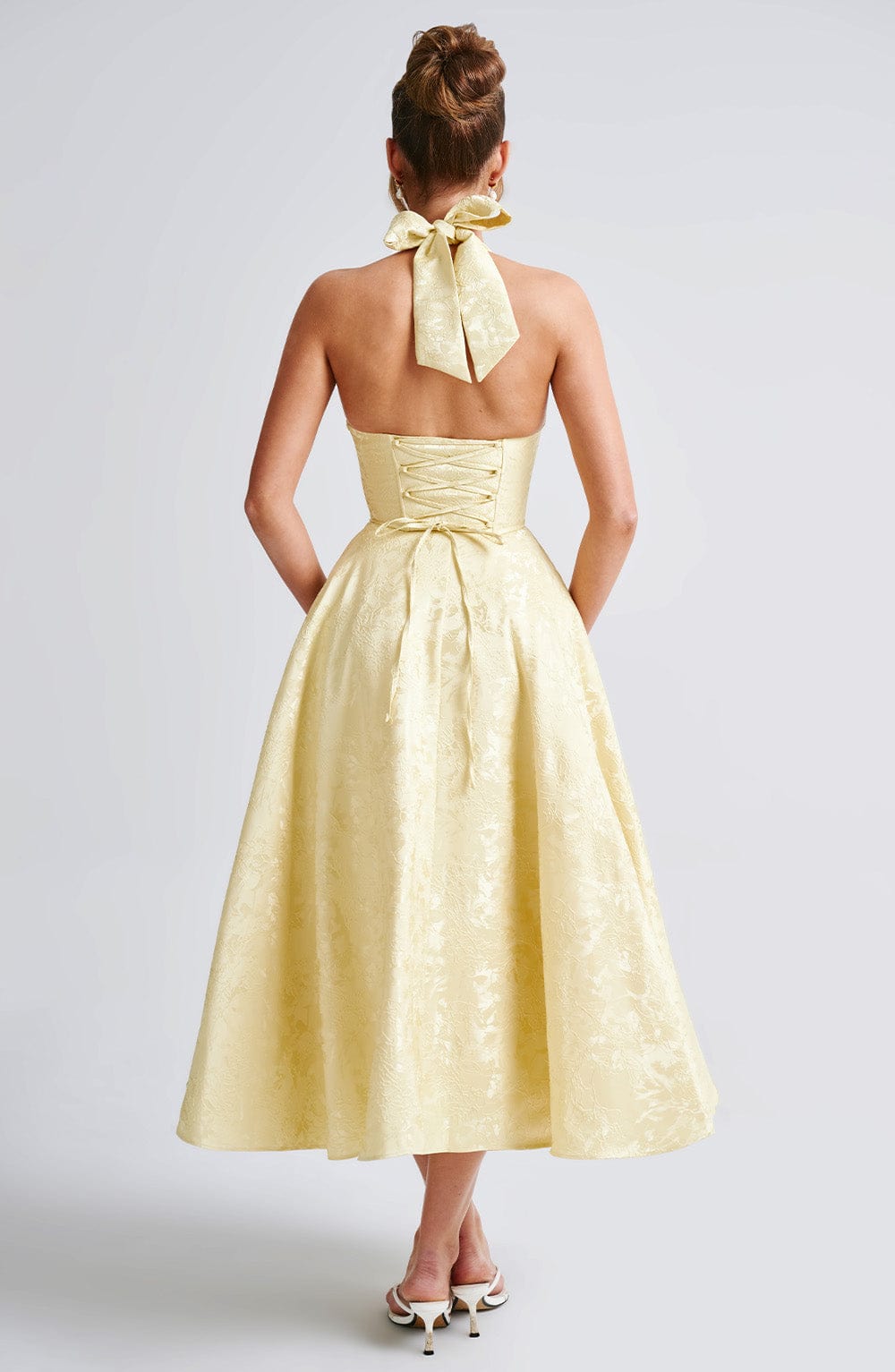 Cassidy | Halter Neck Midi Wedding Guest Dress