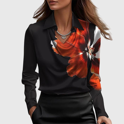 Stella | Elegant Cowl Neck Collared Blouse