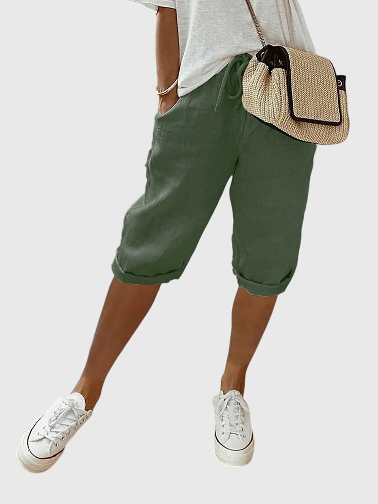 Skye | Drawstring Cuffed Capri Shorts