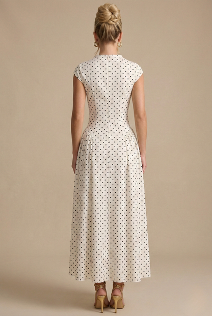 Gabrielle | Elegant Polka Dot Maxi Dress
