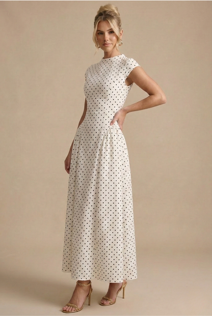 Gabrielle | Elegant Polka Dot Maxi Dress