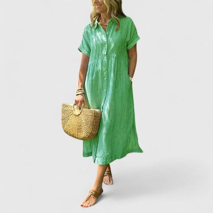 Stella | Striped Maxi Shirt Dress