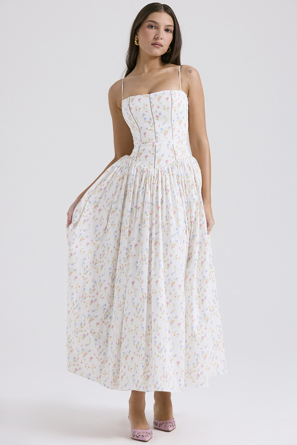 Marissa | Corset Midi Dress for Wedding Guest
