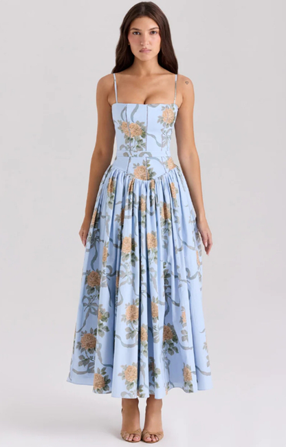 Marissa | Corset Midi Dress for Wedding Guest