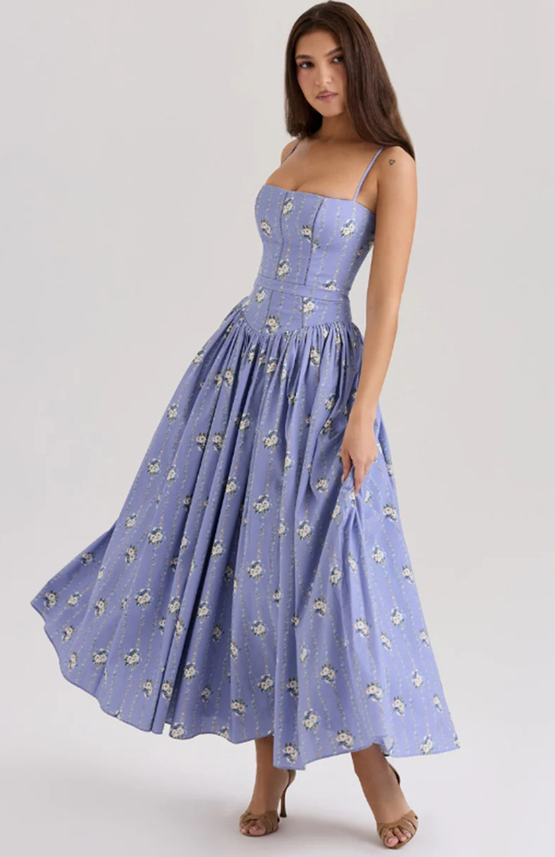 Marissa | Corset Midi Dress for Wedding Guest