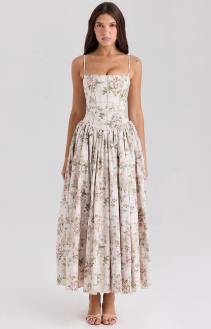 Marissa | Corset Midi Dress for Wedding Guest
