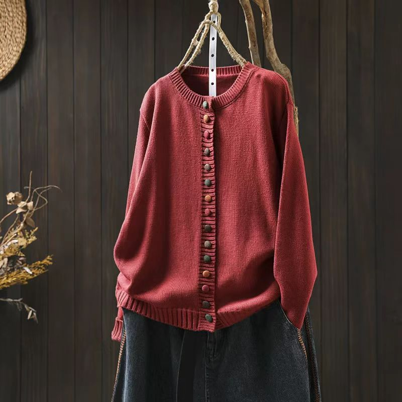 Lily | Multicolor Button Crew Neck Cardigan