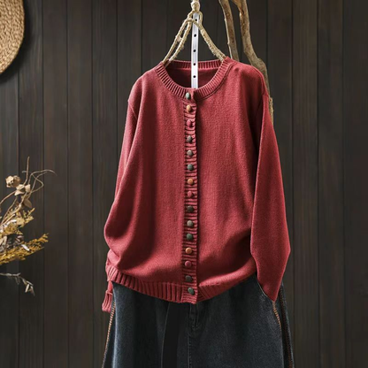 Lily | Multicolor Button Crew Neck Cardigan