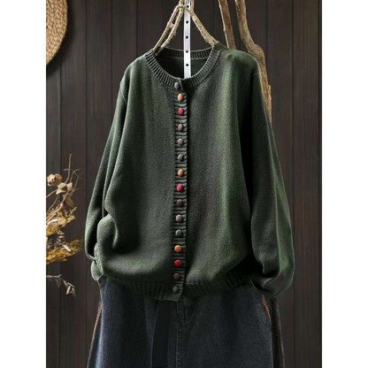 Lily | Multicolor Button Crew Neck Cardigan