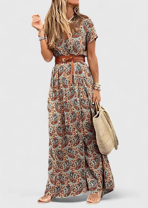 Violet | Elegant Printed Boho Maxi Dress