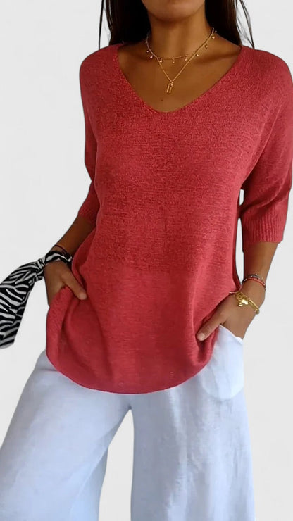 Violet | V Neck Knit Oversized Top