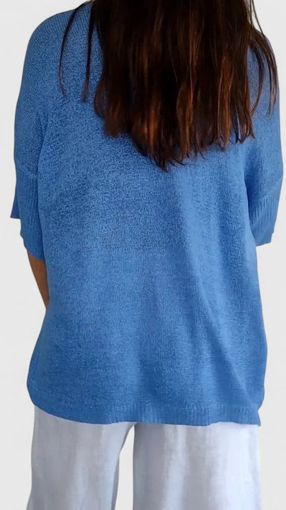 Violet | V Neck Knit Oversized Top