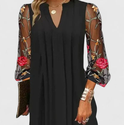 Bella | Elegant Embroidered Pleated Mini Dress