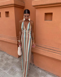 Peyton | Boho Halter Maxi Dress for Wedding Guest