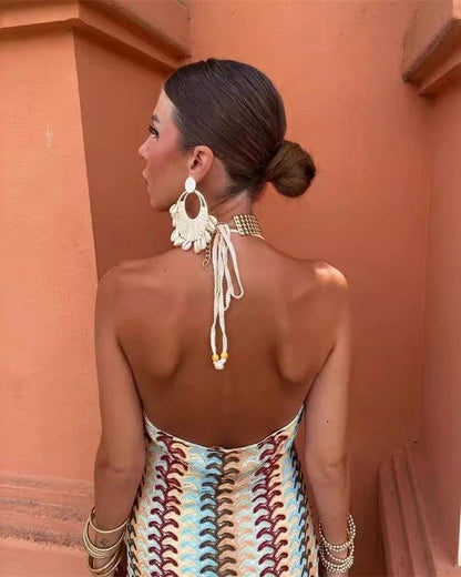 Peyton | Boho Halter Maxi Dress for Wedding Guest