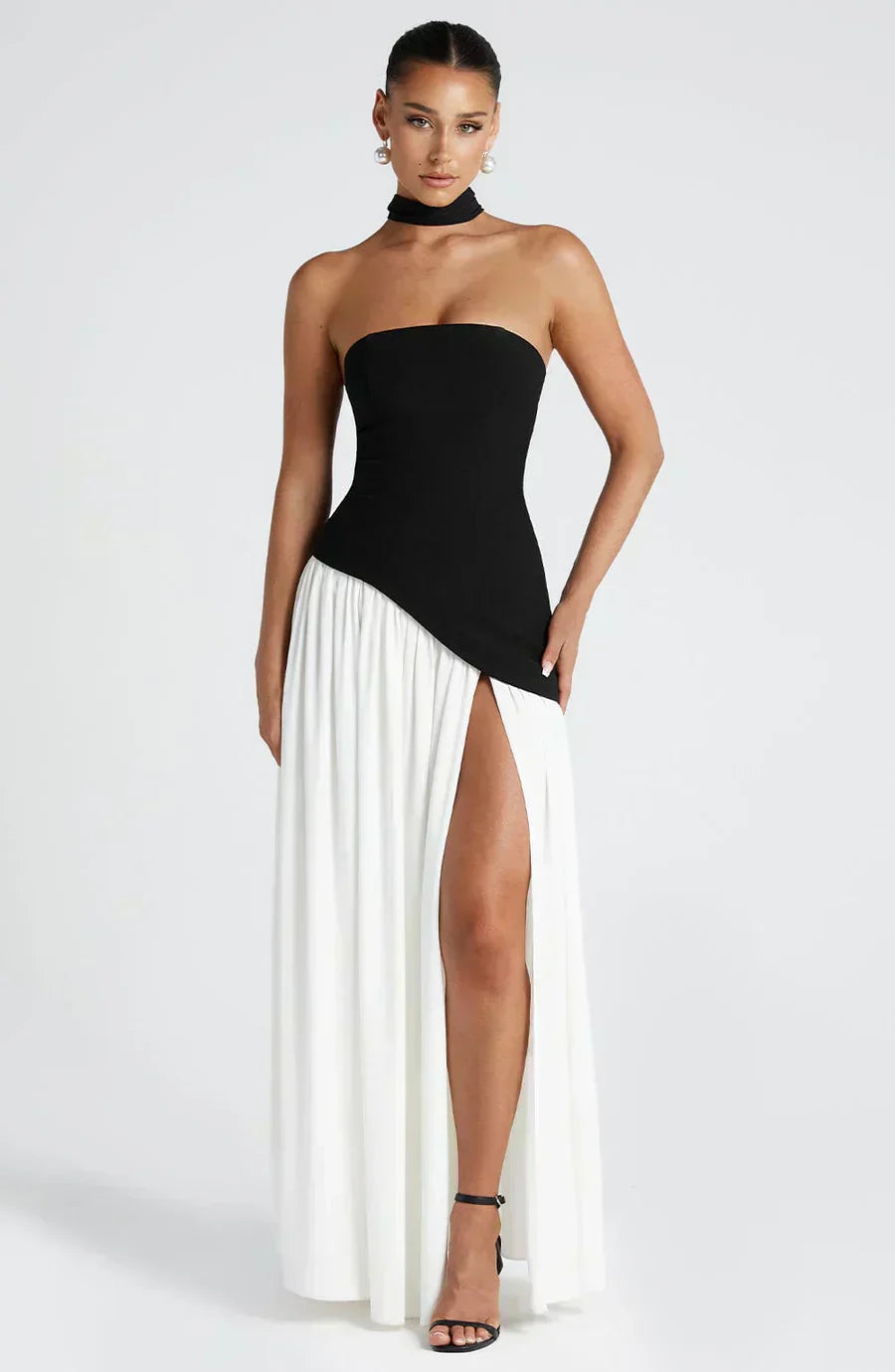 Gianna | Strapless Asymmetric Maxi Dress for Wedding Guest