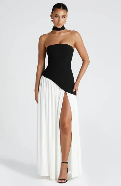 Gianna | Strapless Asymmetric Maxi Dress for Wedding Guest