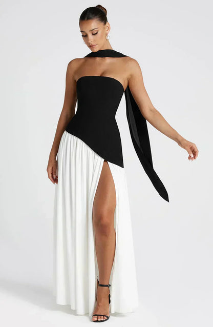 Gianna | Strapless Asymmetric Maxi Dress for Wedding Guest