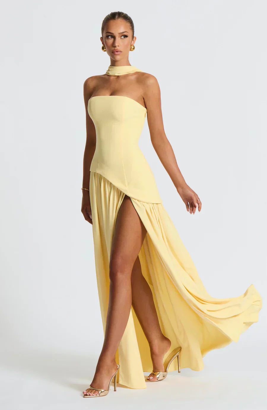 Gianna | Strapless Asymmetric Maxi Dress for Wedding Guest