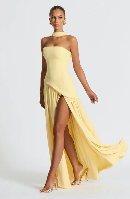Gianna | Strapless Asymmetric Maxi Dress for Wedding Guest